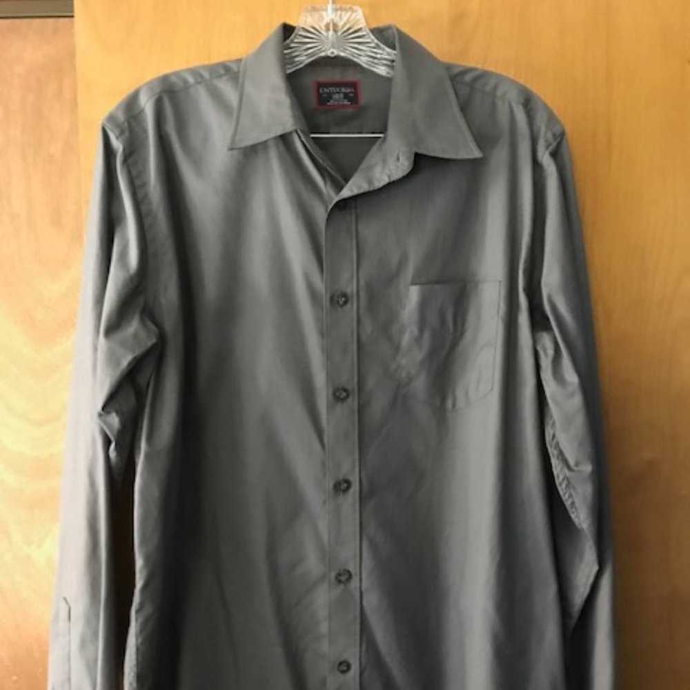 UNTUCKit Men's Long Sleeve Button Down Grey Casual or Dress Shirt Sz L Slim Fit